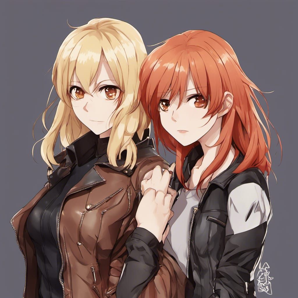 Anime Style: Blonde and Redhead Women in Jackets