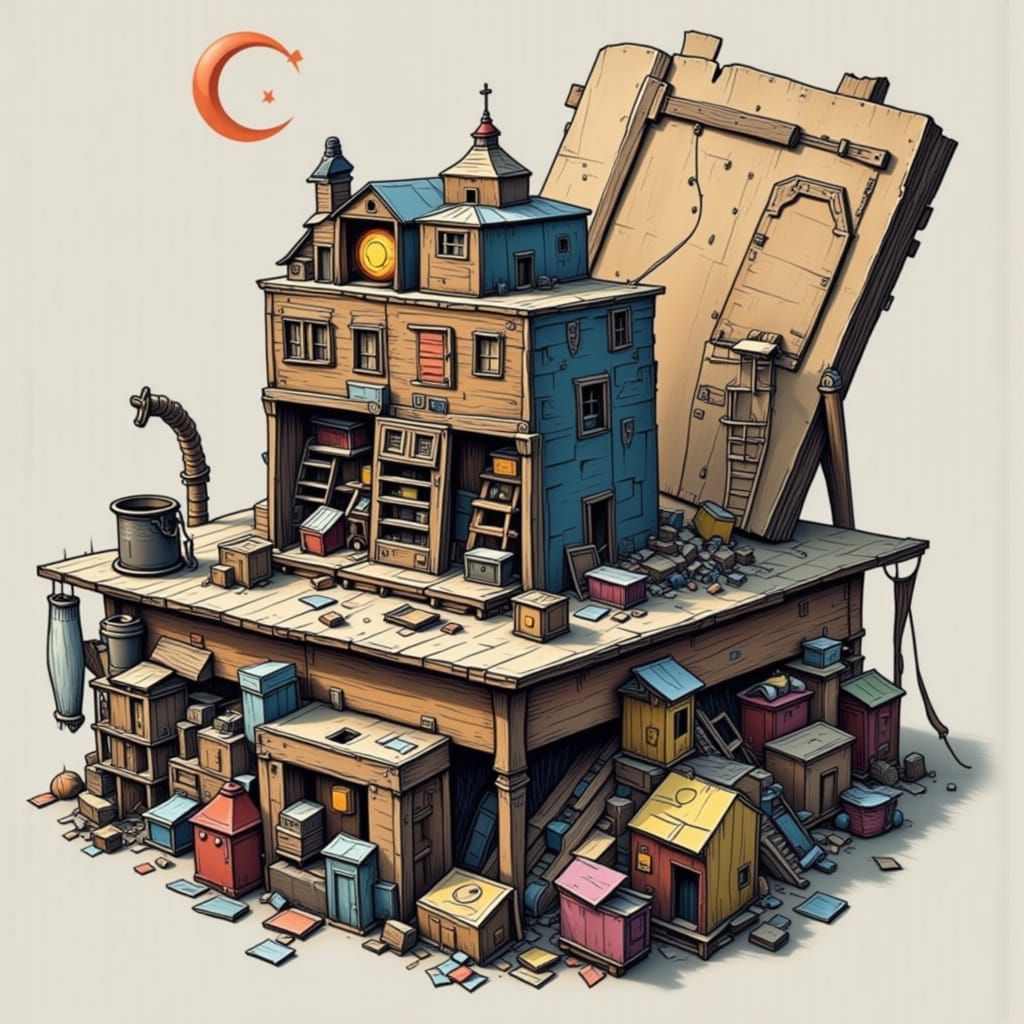 Abstract Impasto Composition with Vibrant Textures