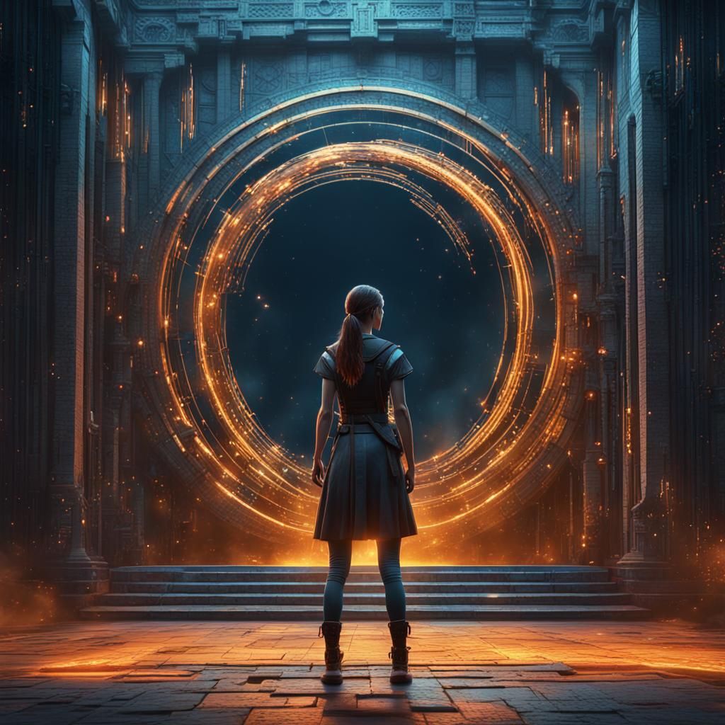 Woman Before Portal in Fantasy Concept Art