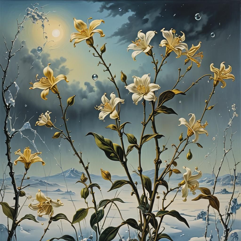 Surreal Jessamine Flowers in a Dali-esque Style