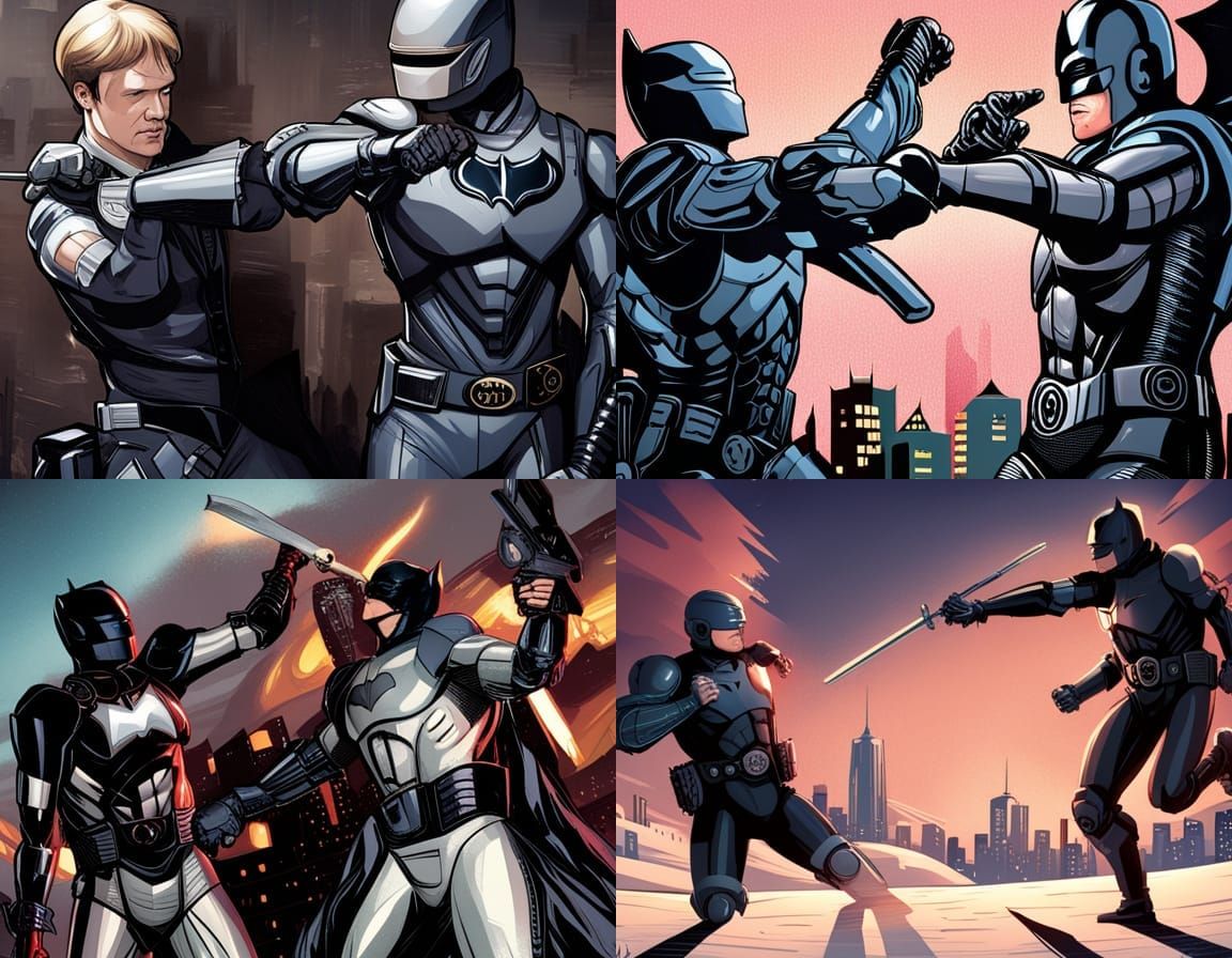 Robocop and Batman Knife Fight