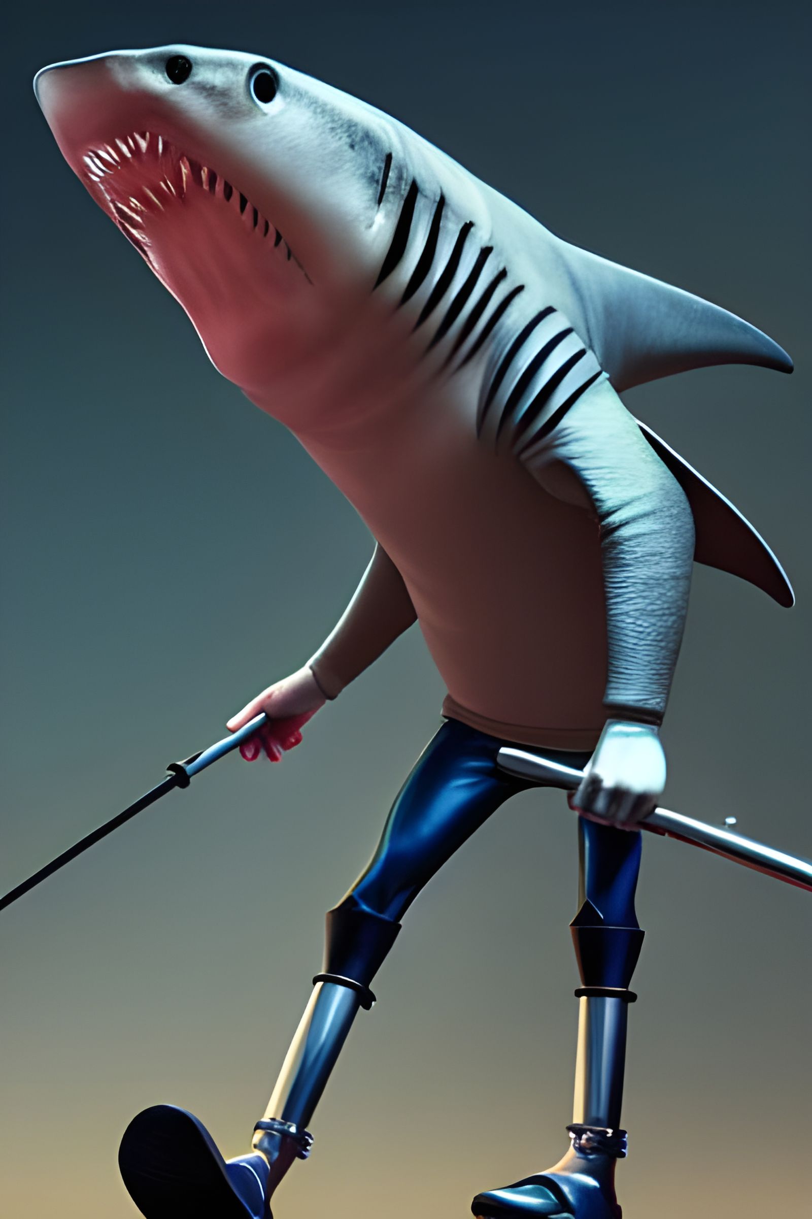 Sad Shark on Crutches: Pixar-Style 3D Art