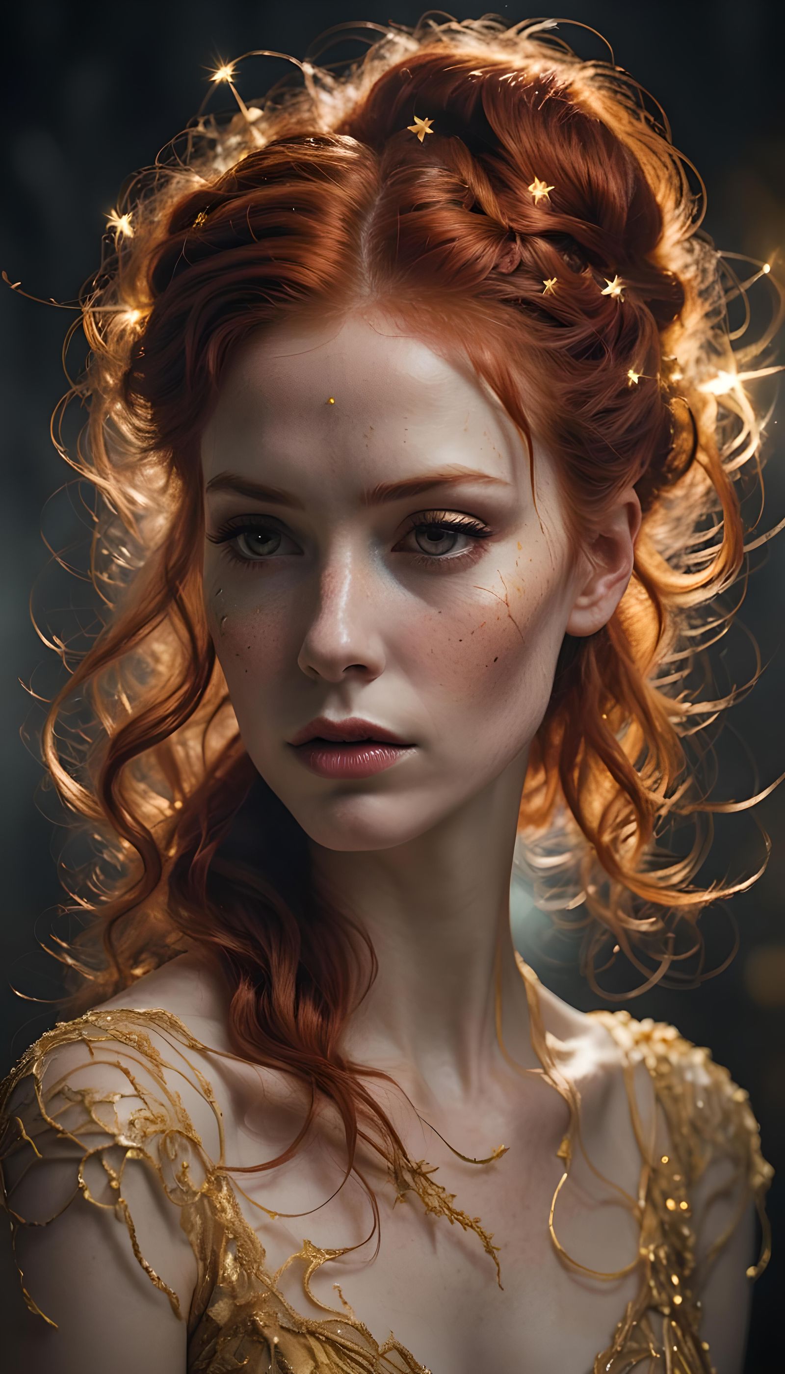 Red-Haired Woman with Yellow Eyes Portrait