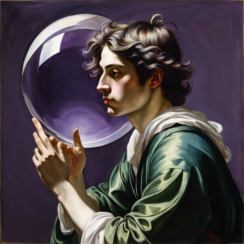 Boy in Mauveine Light, Impressionist Style