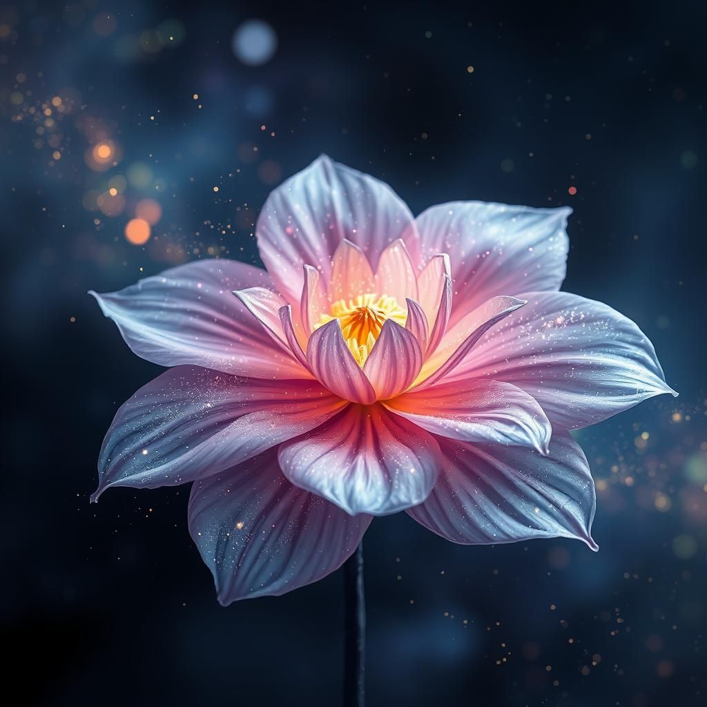 Ethereal Cosmic Flower with Sparkling Dust