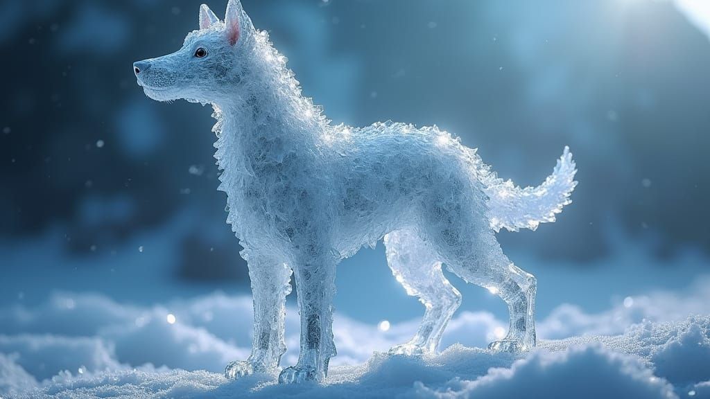 Crystal Dog Illuminated by Moonlight