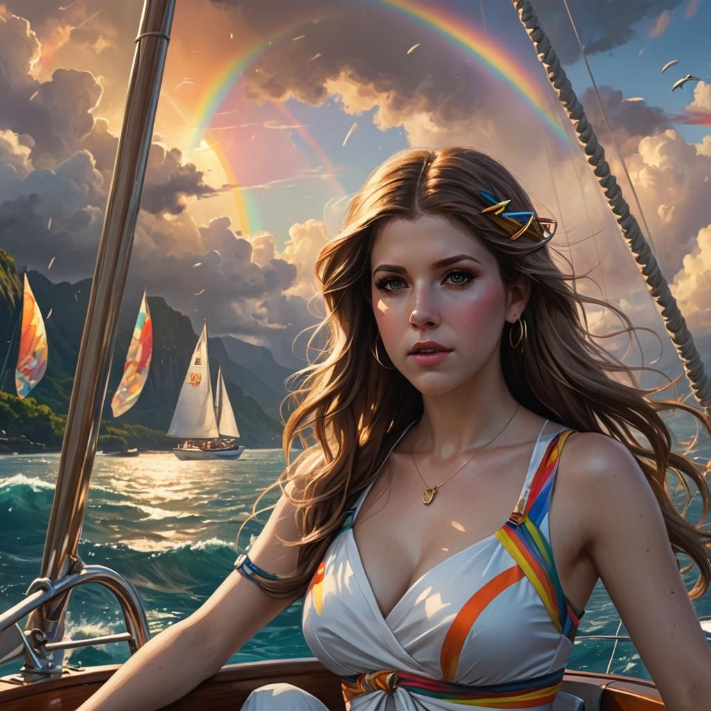 Woman Sailing in Hawaii with Dolphins