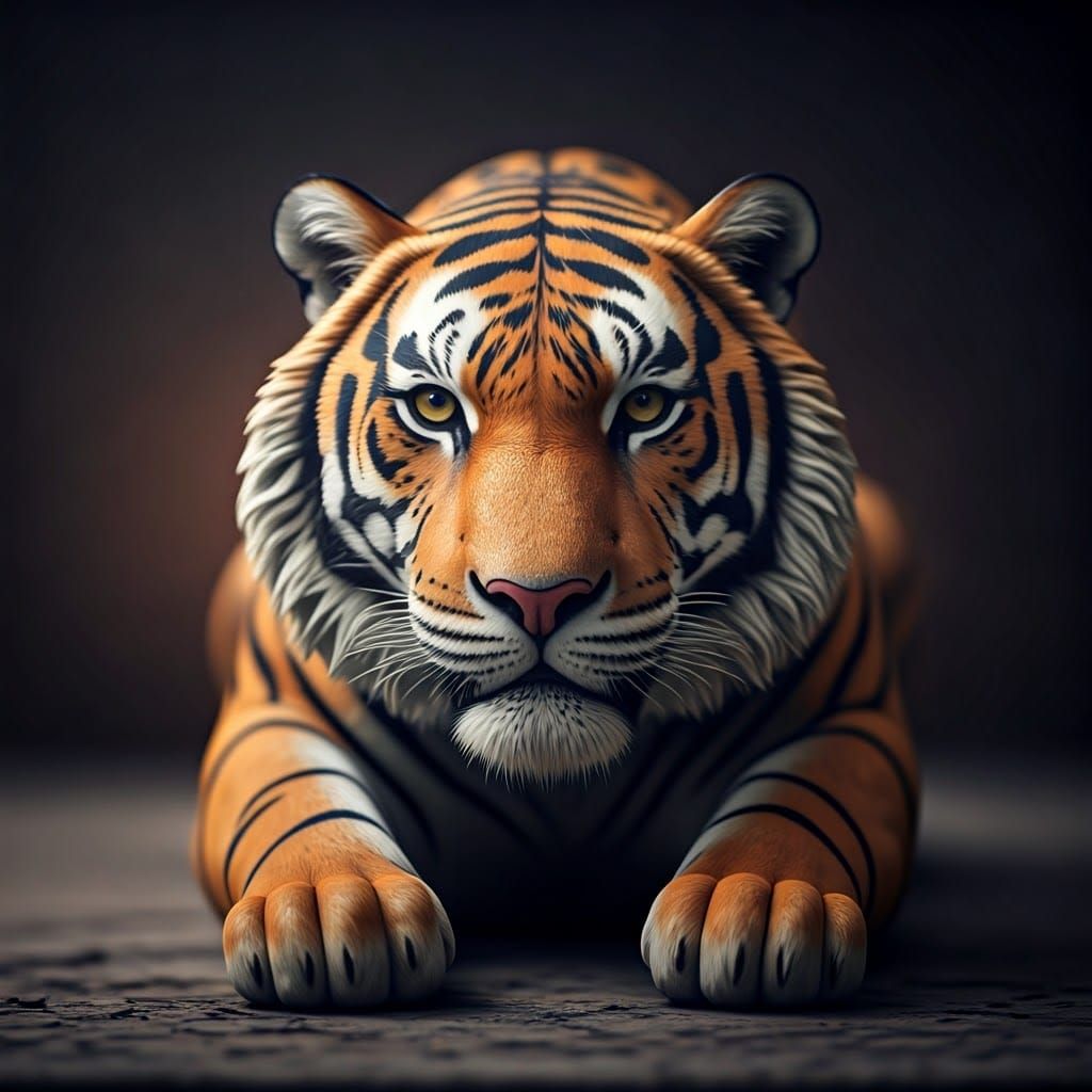 The Majestic Clay Tiger in Warm, Golden Light