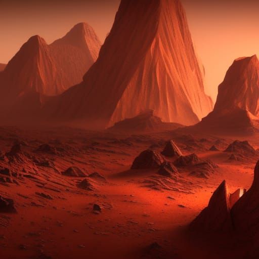 Midnight Fire on Mars: Detailed Matte Painting