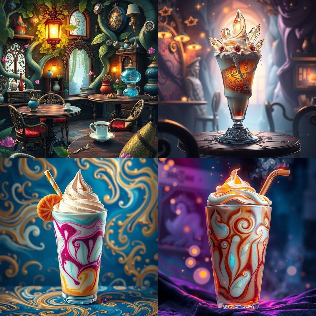 Fantastical Cafe Scene in Vibrant Colors