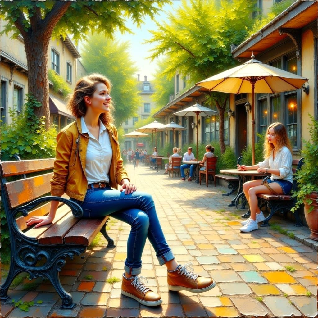 Wistful Moment with a Loved One in a Cozy Park Setting