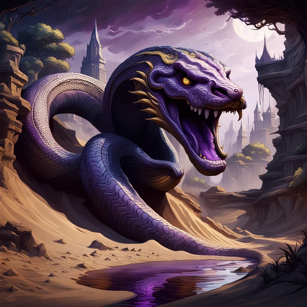 Serpent Rising: Dark Fantasy Digital Art