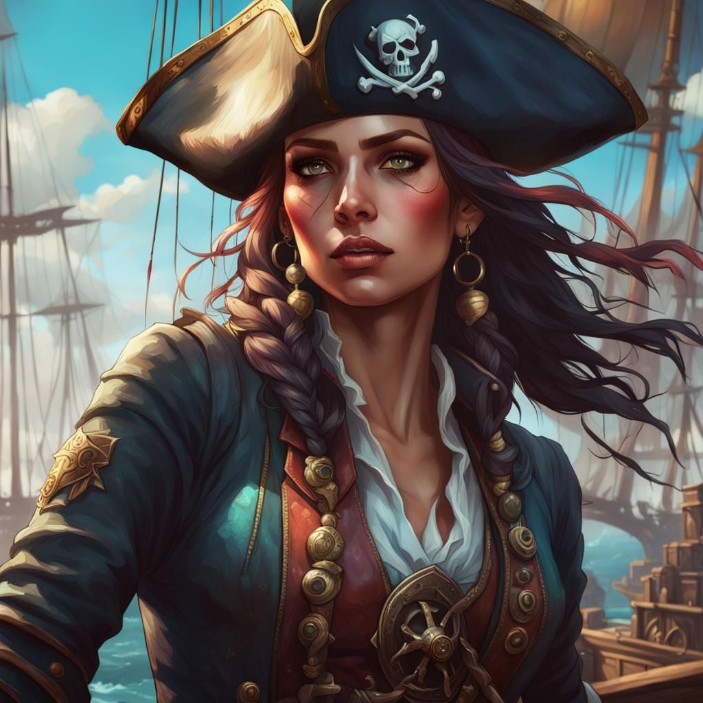 Pirate Captain Portrait in Hyperdetailed Digital Art