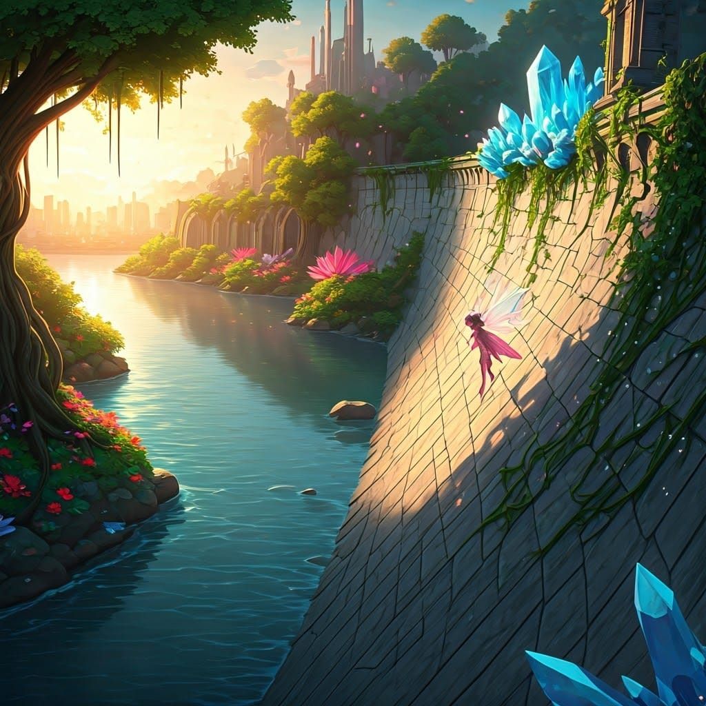 Crystal Dam Wall Between Fairy Land and City