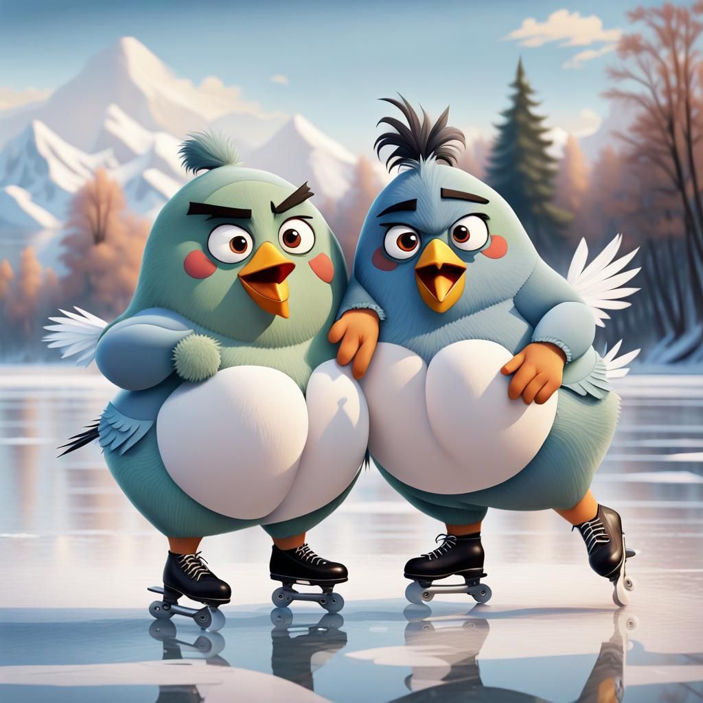 Birds Ice Skating, Pixar Style