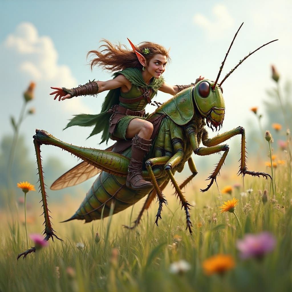 Meadow Knight Soars on a Grasshopper