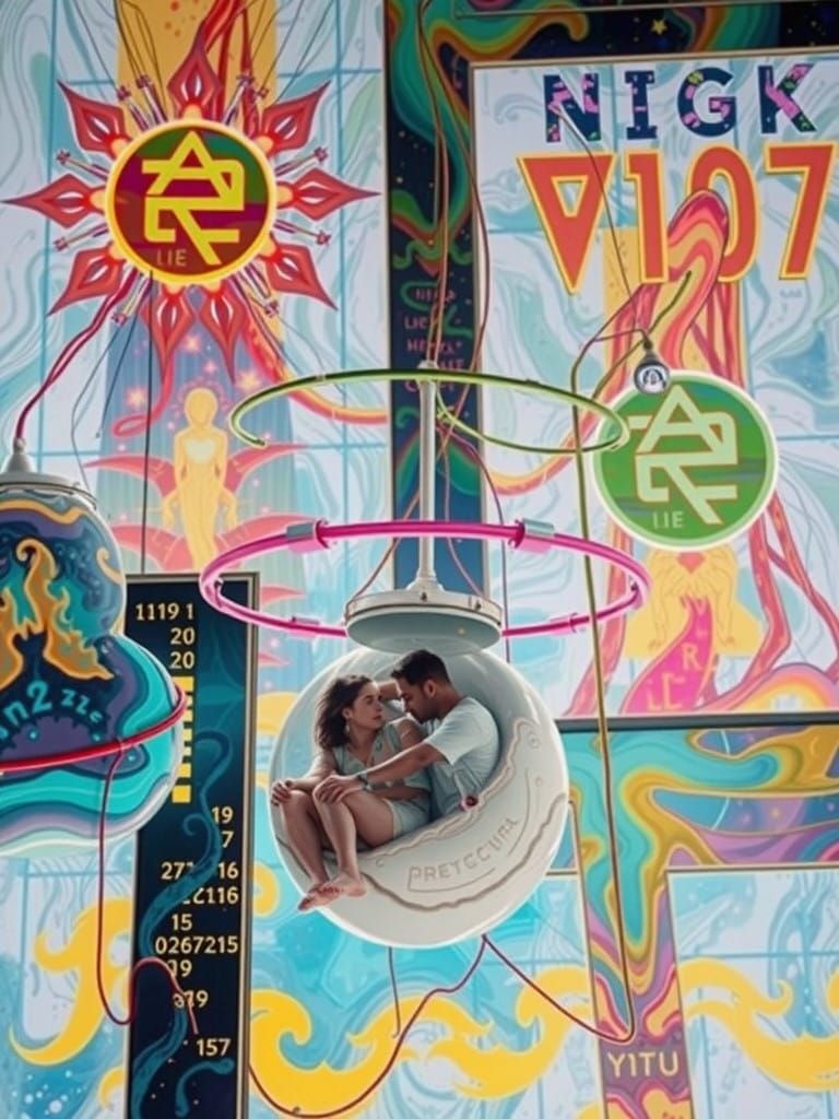 Cyberpunk Bio-Cyborgs in Hibernation Amidst a Mystical, Neon...