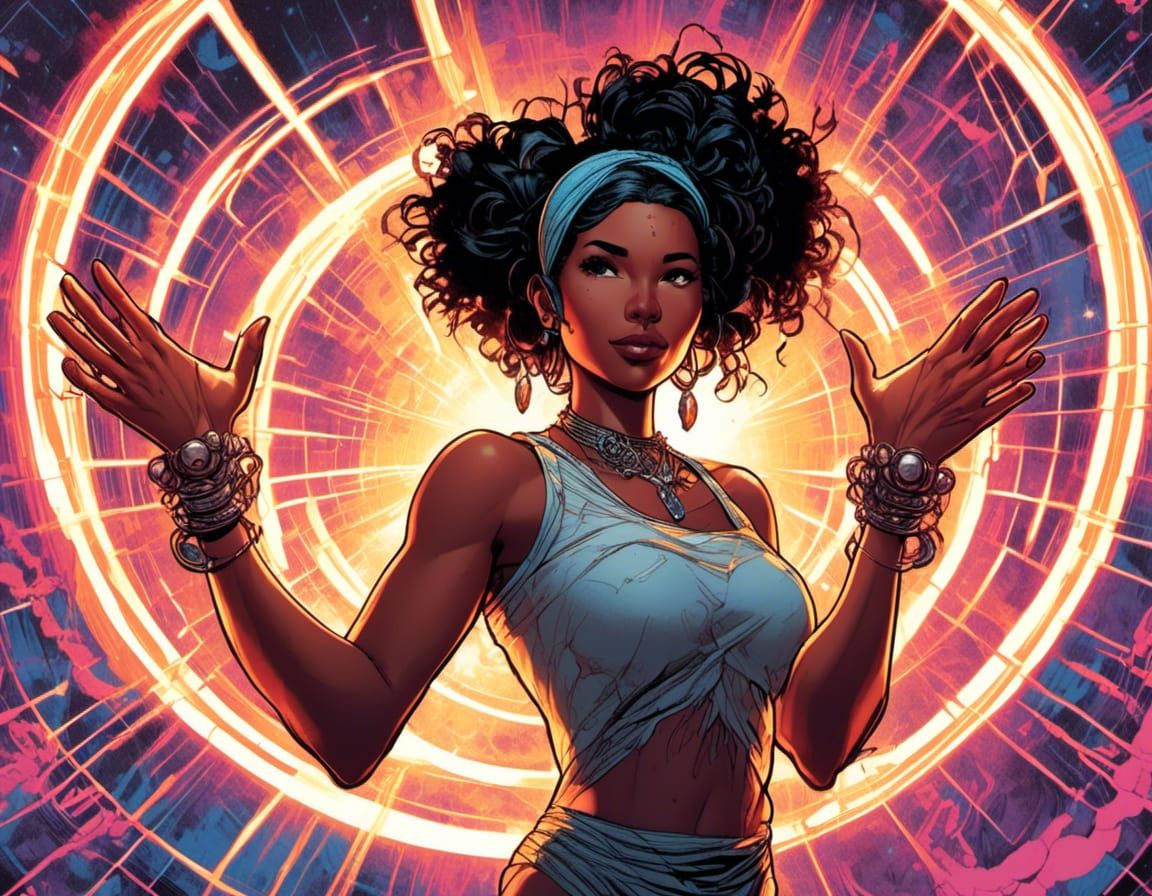 Woman Blasting Energy Comic Book Art