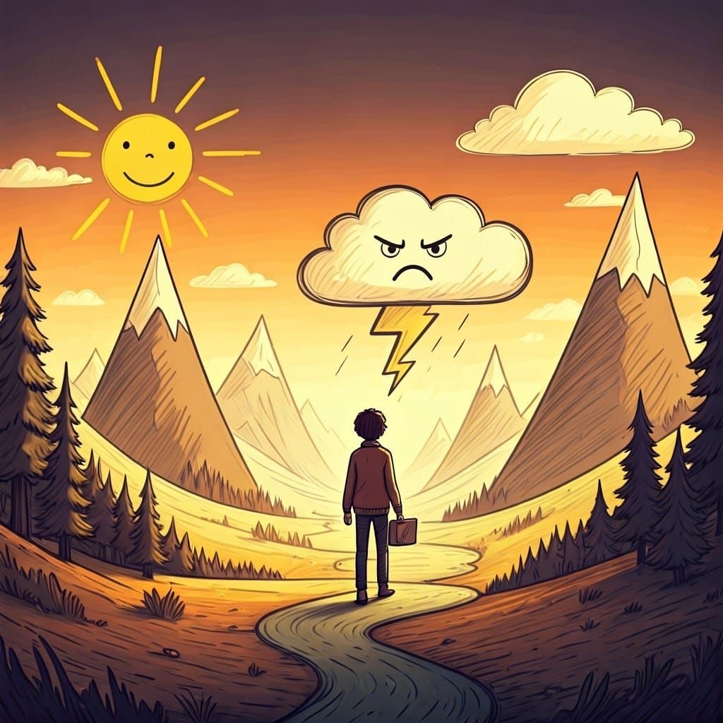 Child Enters Doodle World in Quentin Blake Style