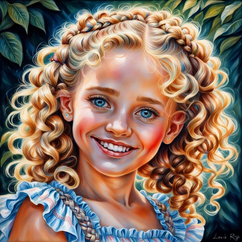 Girl with Braids: Colored Pencil Art
