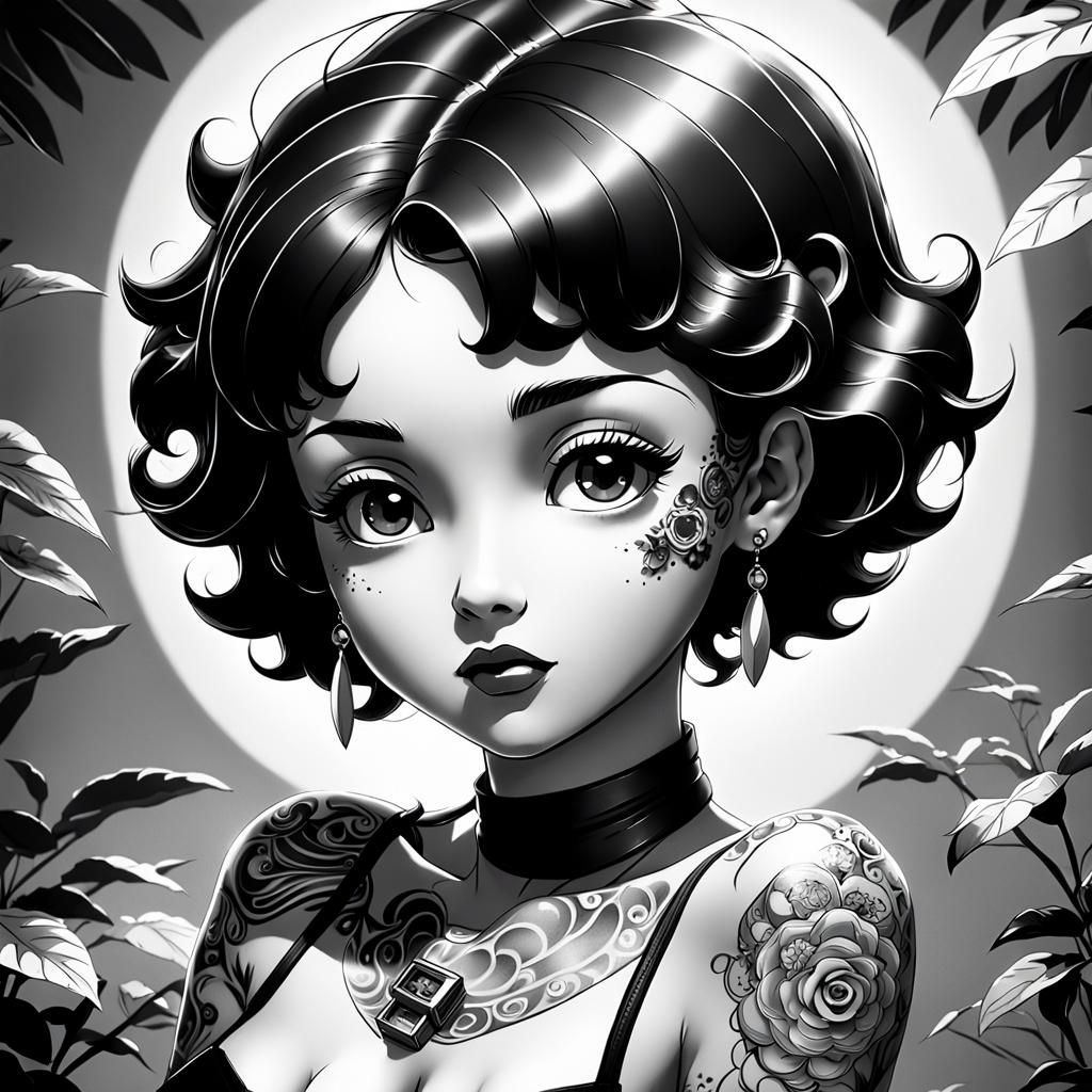 Betty Boop Tattoo Queen in Anime Style