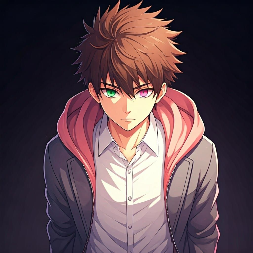Anime Portrait of Boy with Heterochromia Eyes