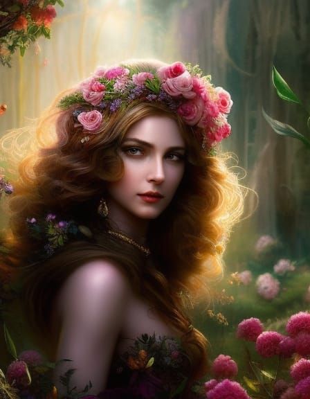 Rose Crown Princess in Enchanted Garden Portrait