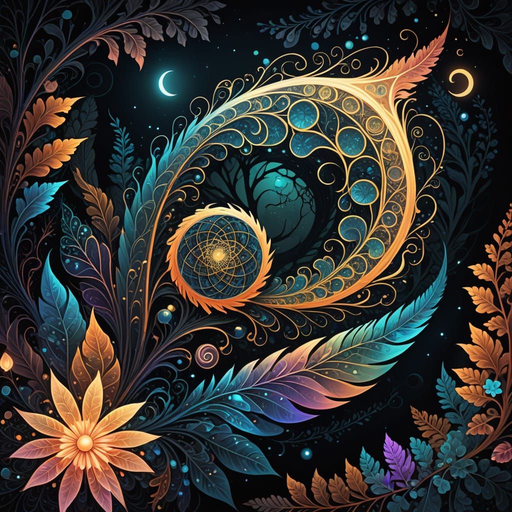 Ethereal Fractal Feather in Cosmic Landscape