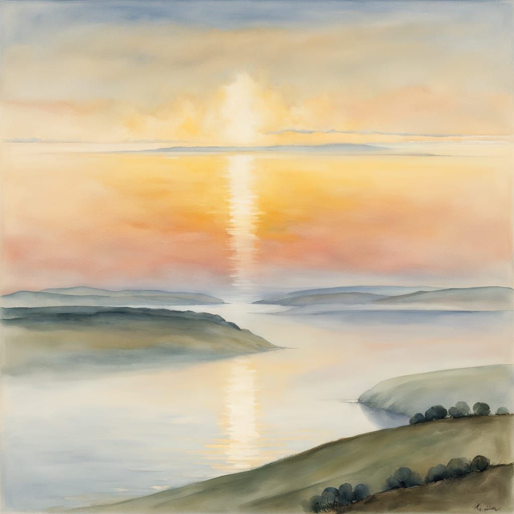 Ethereal Landscape with Soft, Warm Light