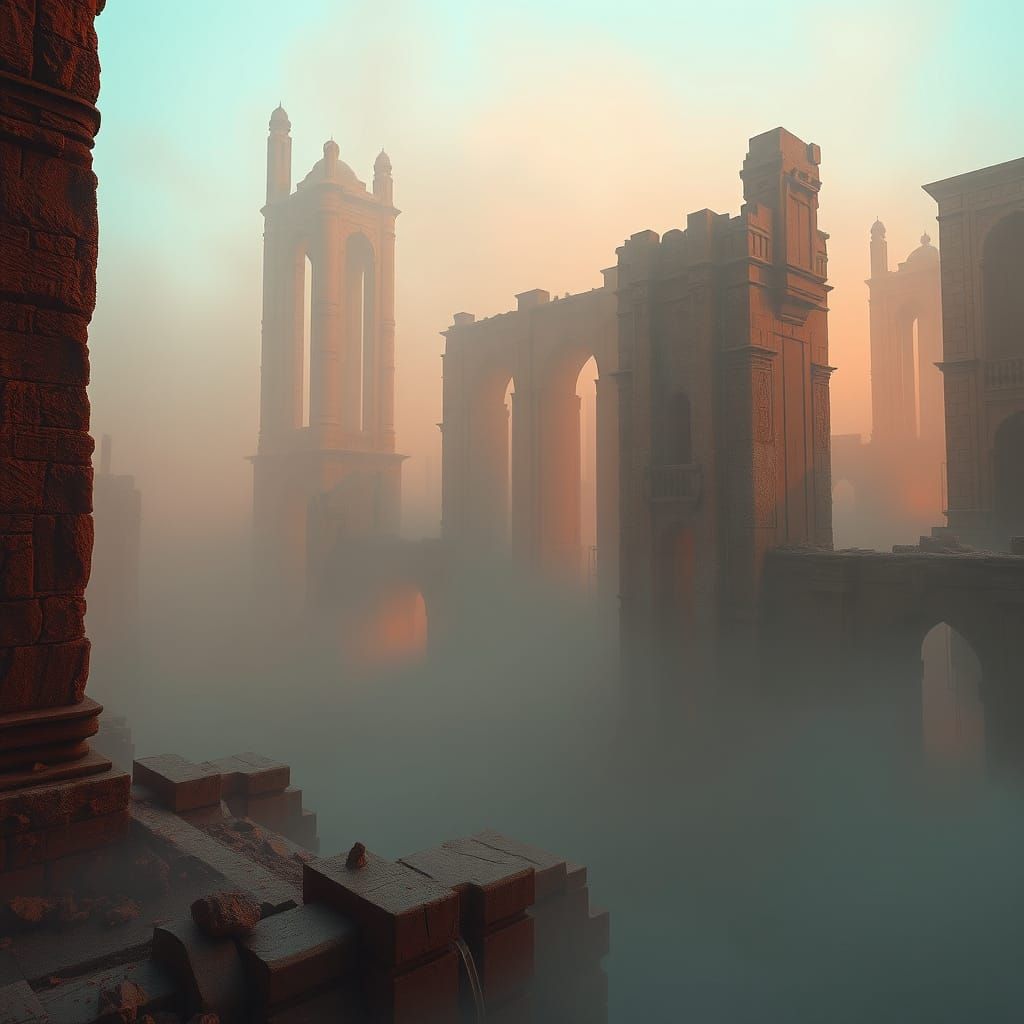 Ethereal Ruins in Triadic Hues