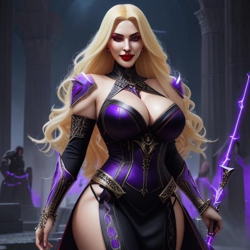 Hellenic Satanic Mage with Blonde Hair in Digital Art