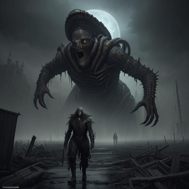 Lovecraftian Elder God Dominates a Ruined World