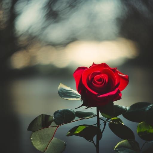 Glowing Red Rose Sunset: Professional Photography