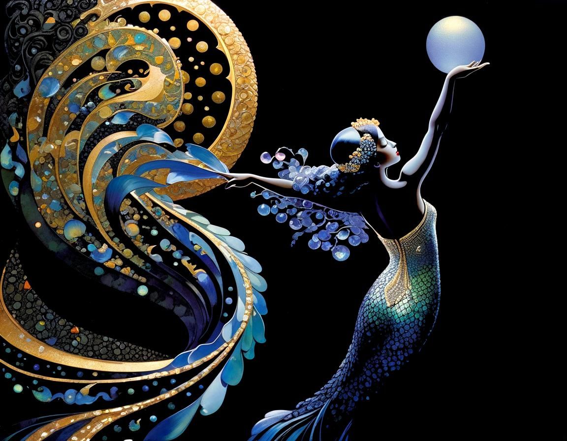 Iridescent Aquawoman in Grecian Silhouette