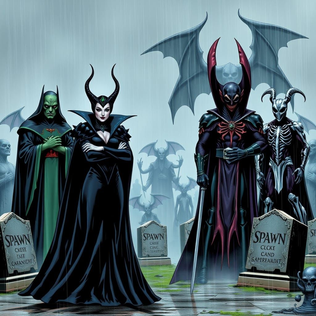 Evil Queen and Allies in Graveyard Comic Art
