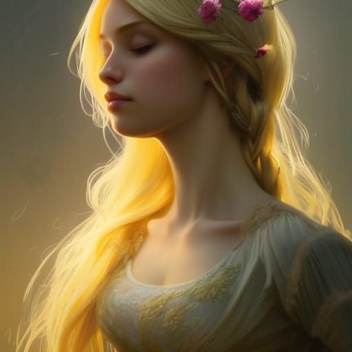 Rapunzel Dancing in a Flower Festival