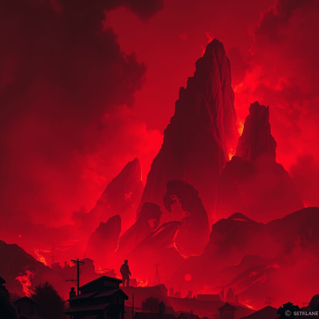 Intense Fiery Red in Hyperrealistic Style