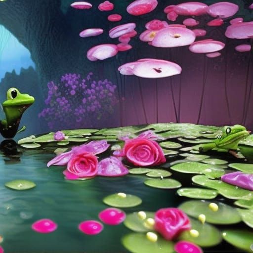 Fantastical Frog Landscape in Matte Painting Style
