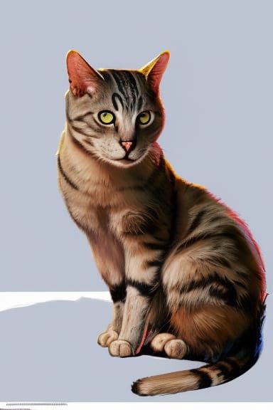 Cat Portrait in a Tree, Hyperdetailed Concept Art