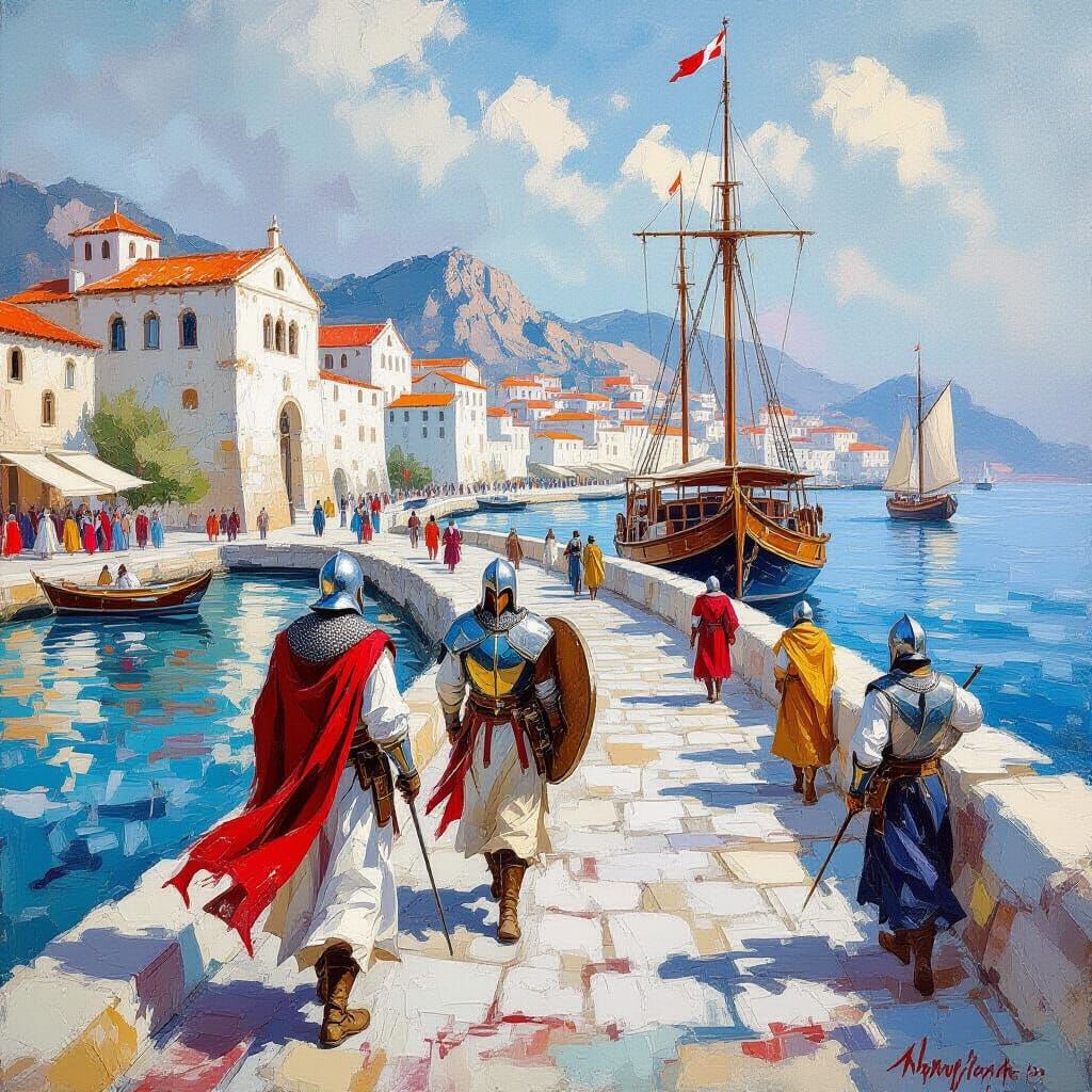 Templar Knights in a Greek Port