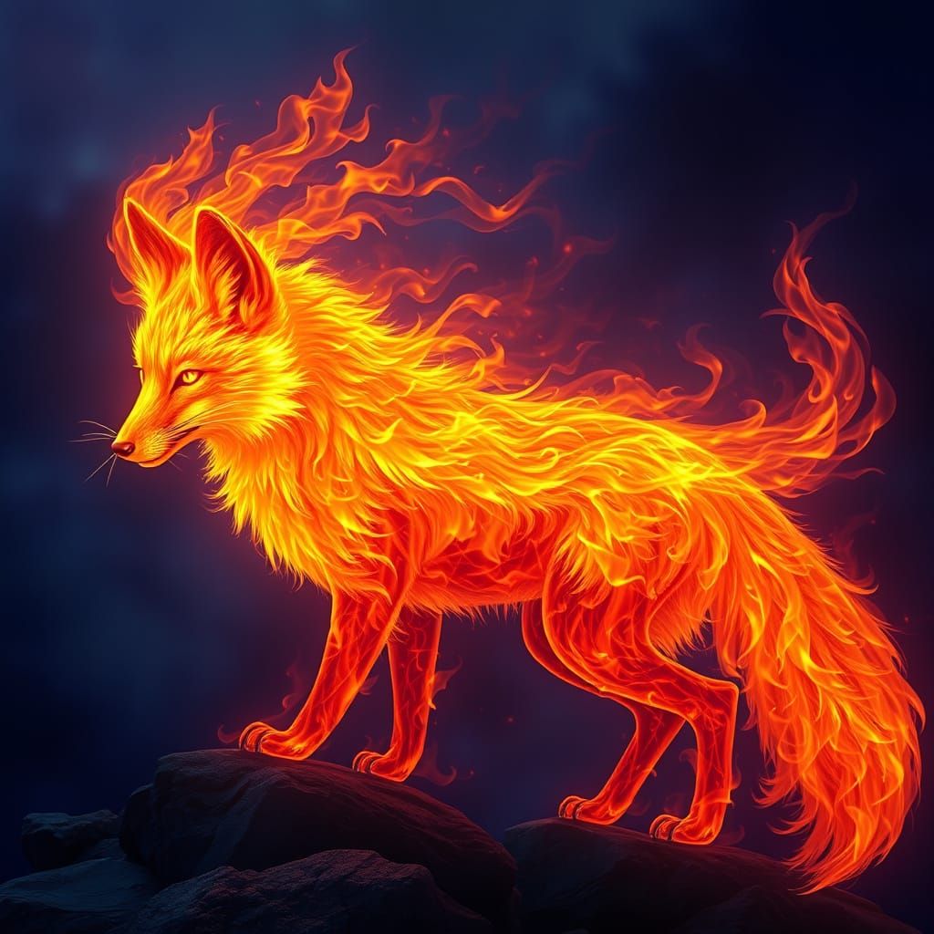 Mystical Flame Fox in Fantasy Concept Art Style