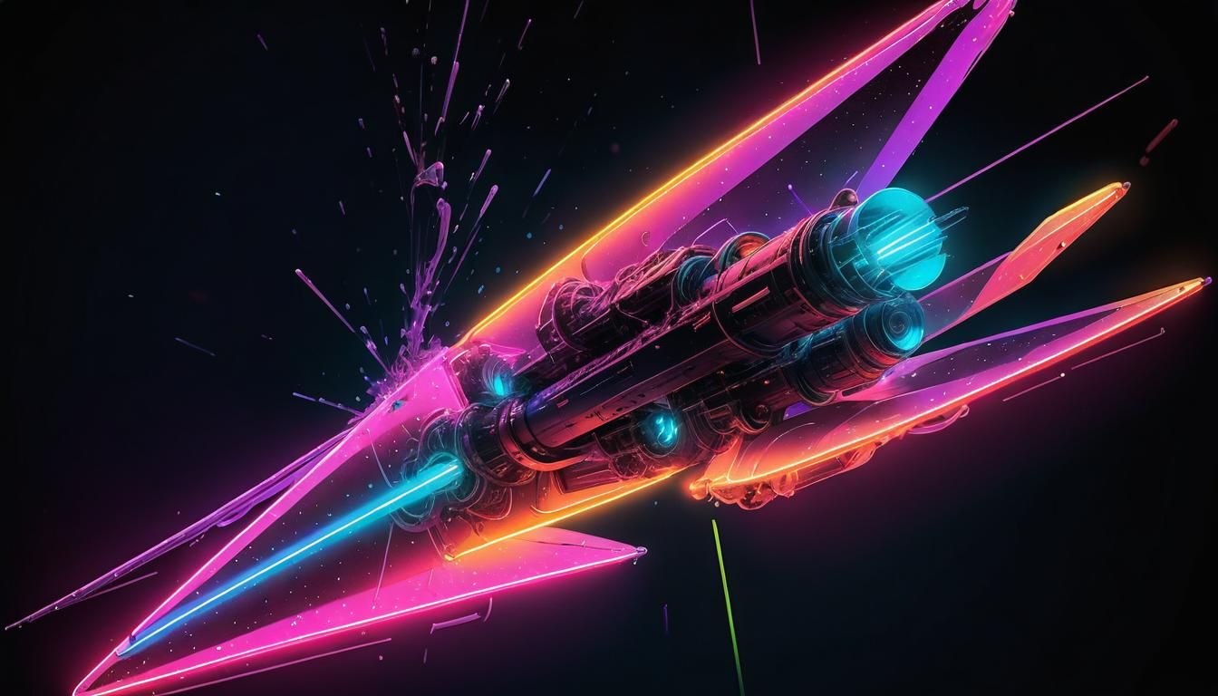 Neon Spacecraft in Maximalist Psychedelic Style