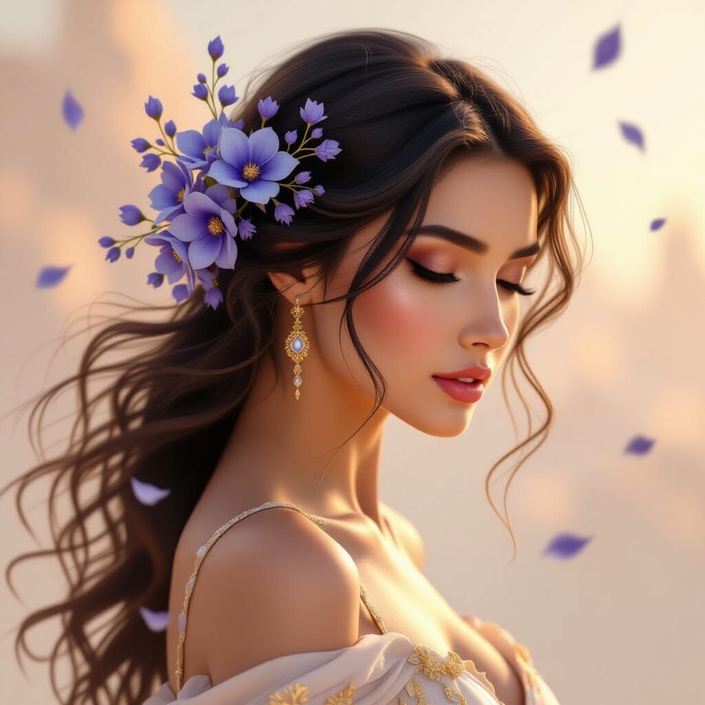 a beautiful woman captured with rapid, dynamic lines and sub...