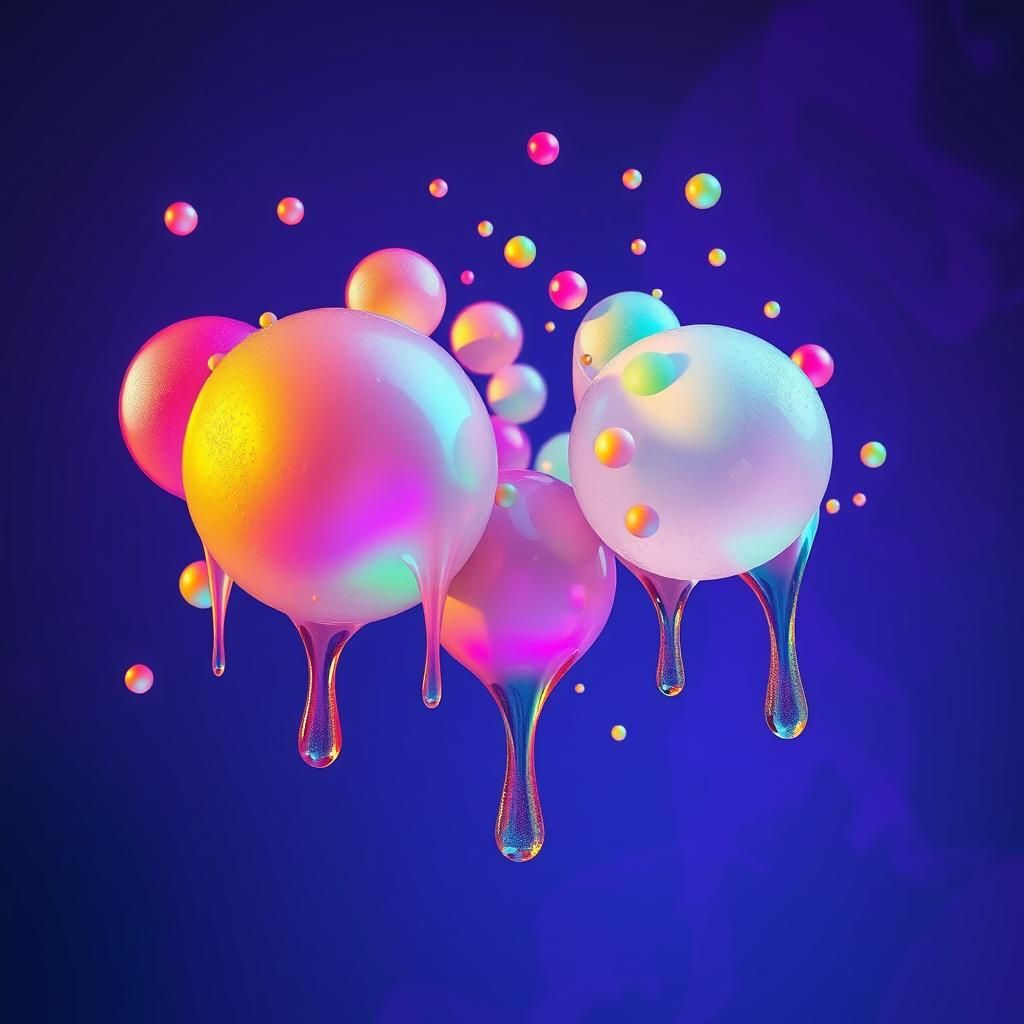 Rainbow Blobs with Translucent Dots in Digital Art Style