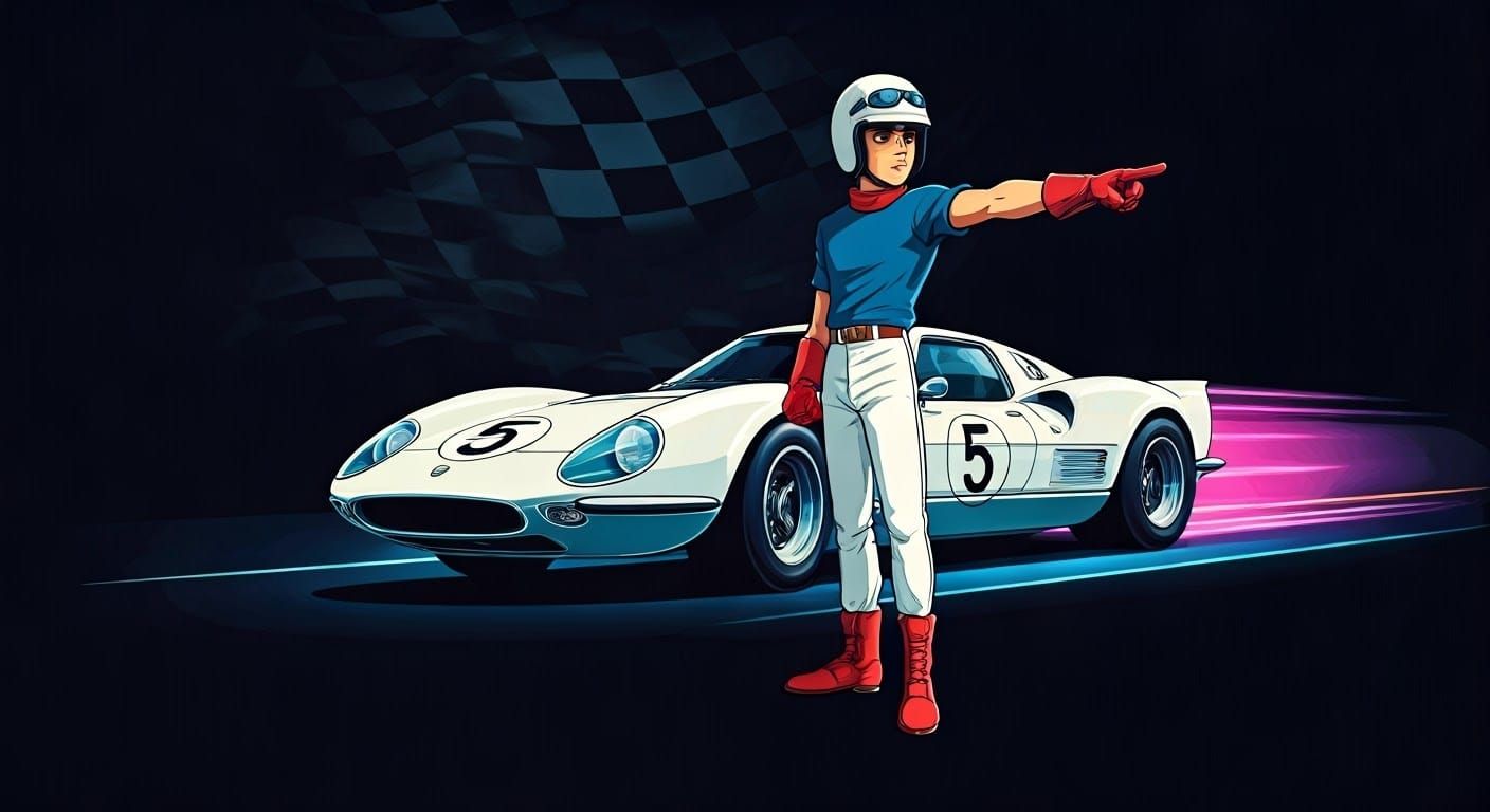 Fearless Young Racer Ignites Speed with Mach 5 in Neon-Lit A...