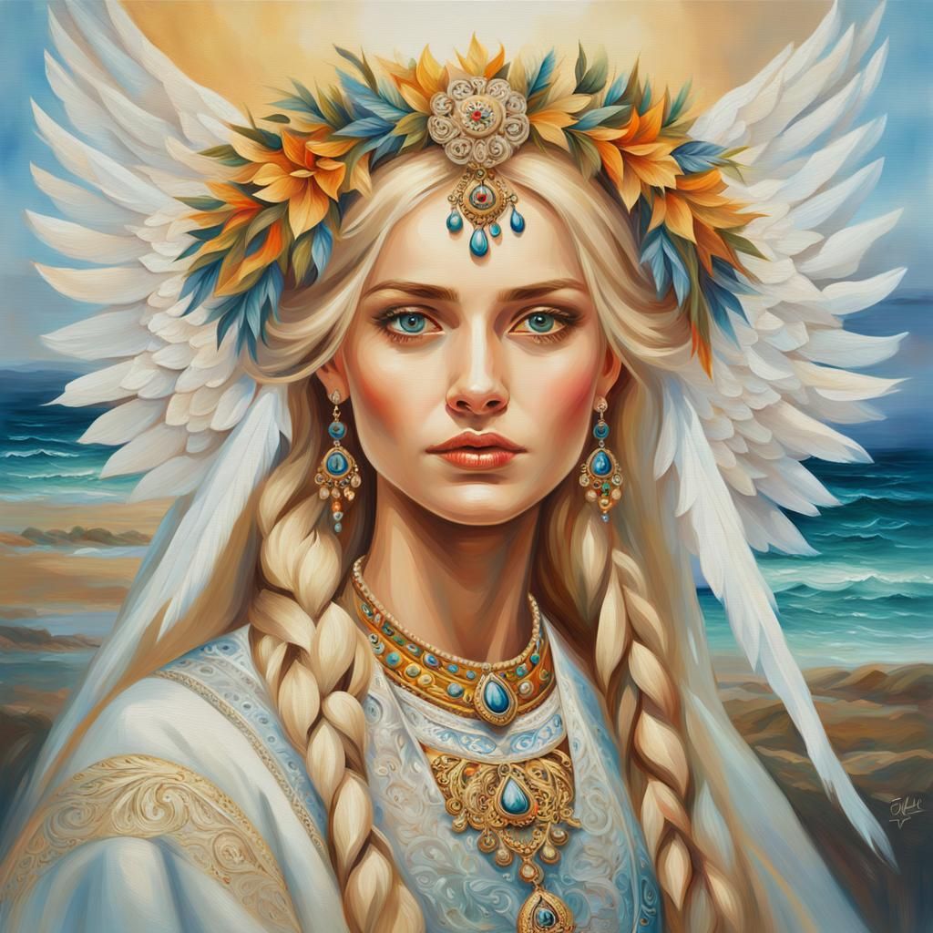 Angelic Slavic Beauty in Oil Painting Style