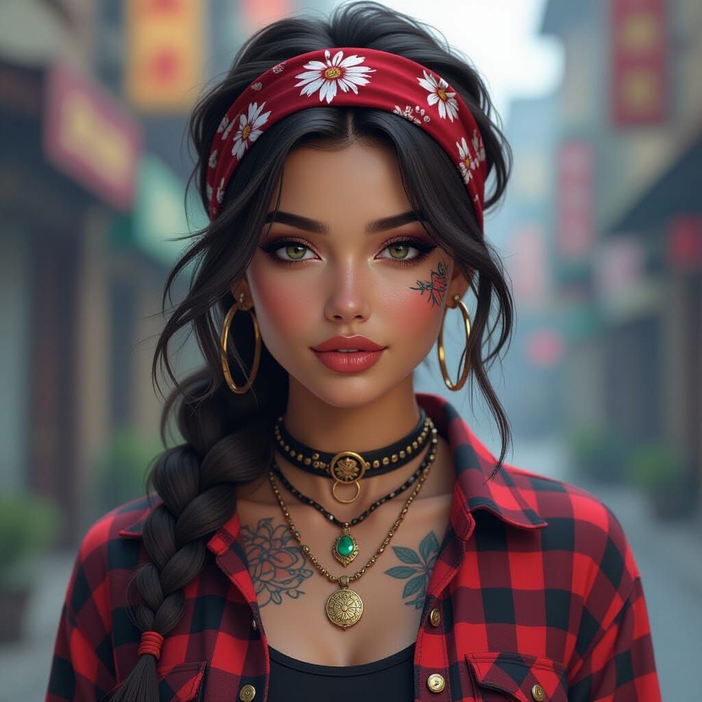 Futuristic Chola Portrait in Hyperdetailed Digital Art