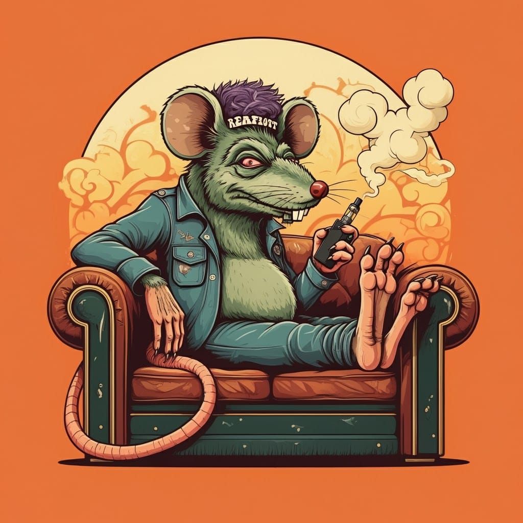 Ratfink Monster Vaping: A Retro-Futuristic Illustration