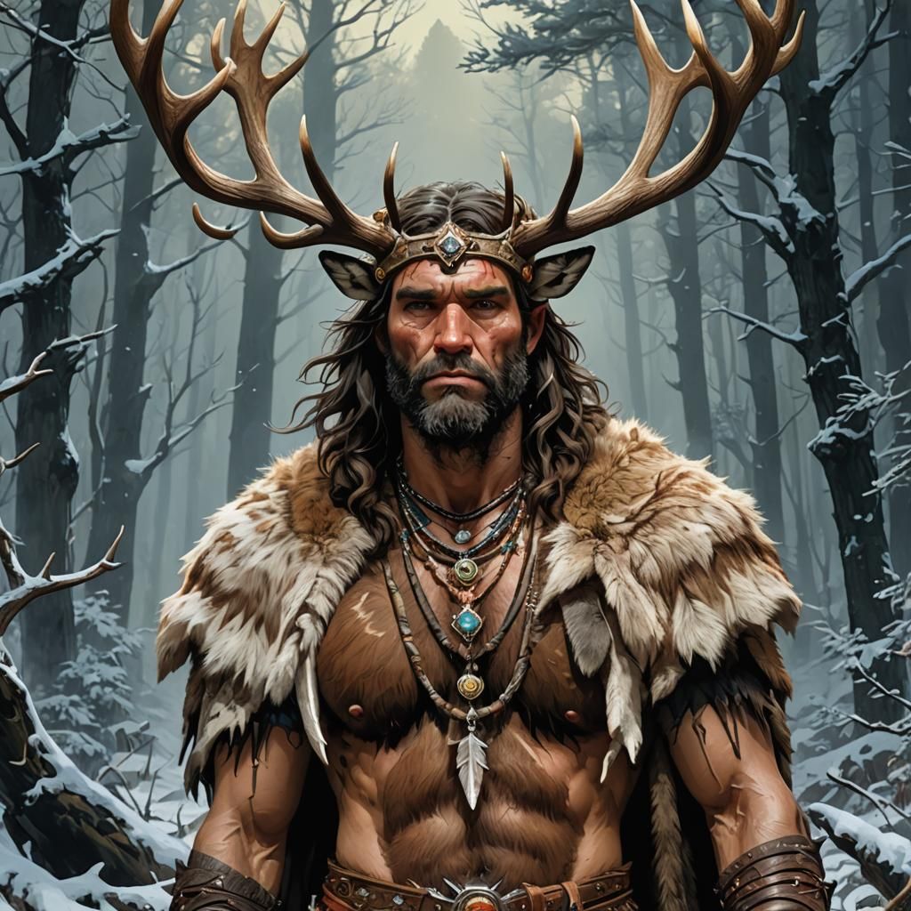 Hyperdetailed Caveman in Maximalist Fantasy Style