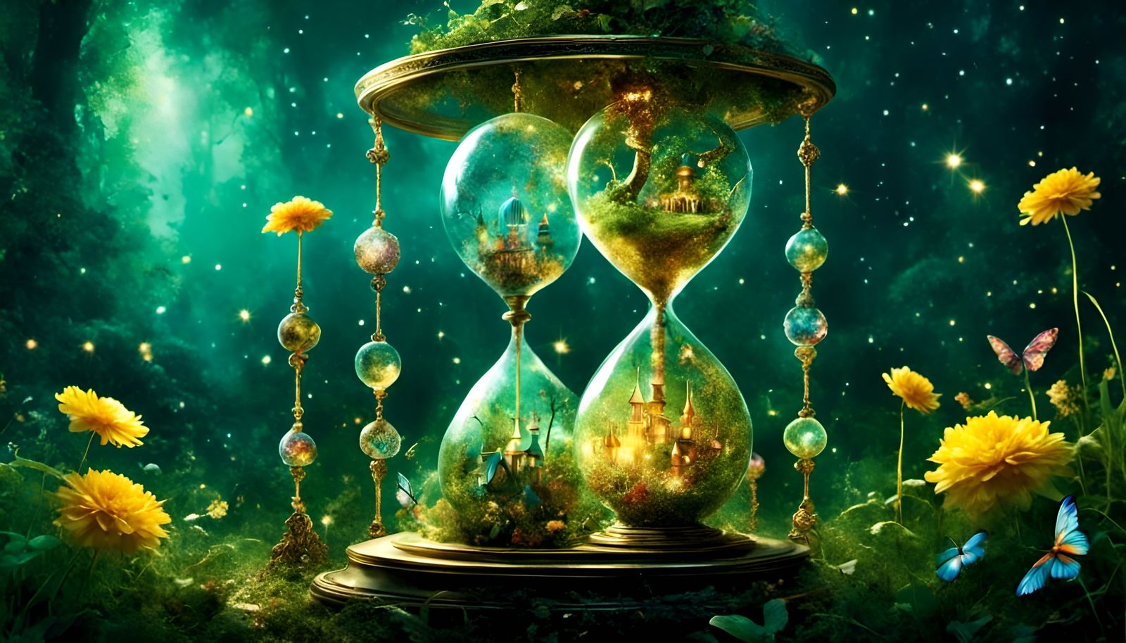 Enchanted Hourglasses Watched Over by Fairies